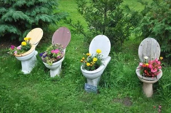 When abandoned furniture is made into a garden
