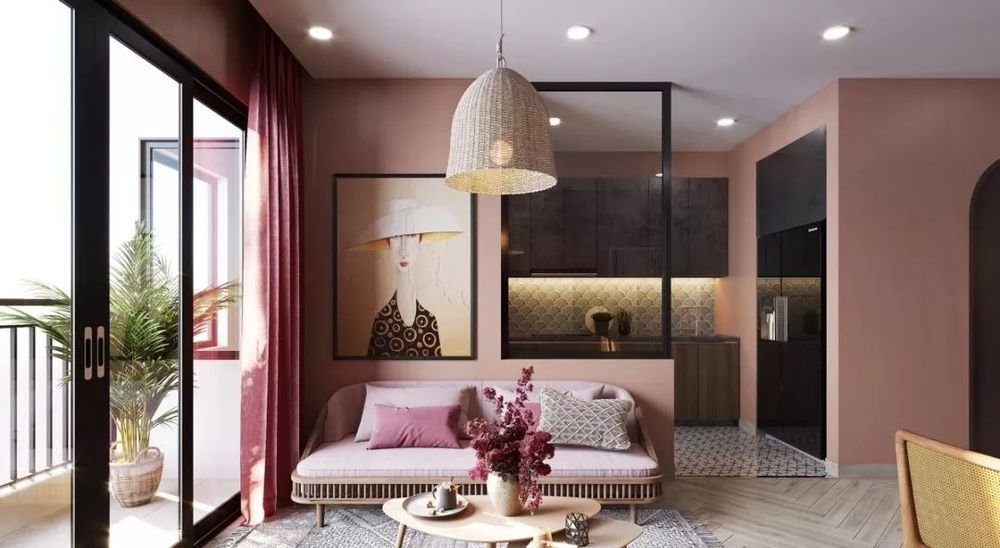 Pink living room design #livingroomdesign #livingroom #pinklivingroom